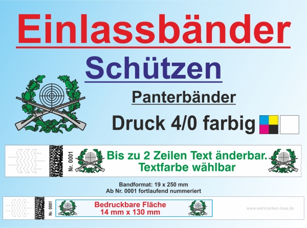 Panterbänder - Einlassbänder - Kontrollbänder - 4/0 "Schützen"